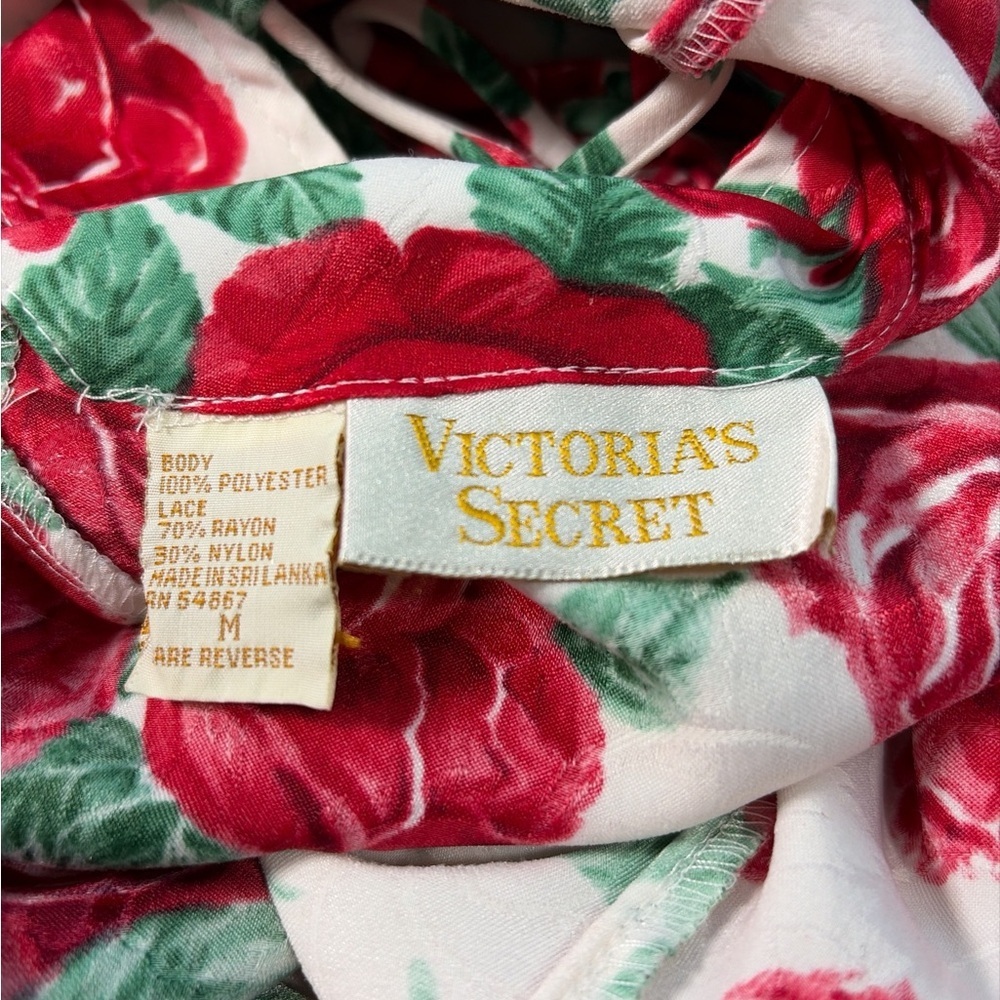 Vintage Victoria Secret Gold Label Red Rose Print Teddy Size M Medium - Picture 6 of 6